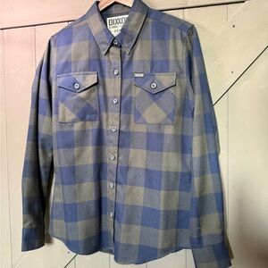 DIXXON FLANNEL ZERO DARK THIRTY Blue & Gray Plaid Women's Button Down Shirt